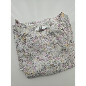 Uniqlo Floral Print Long‎ Sleeve Button Up Shirt Top Women's Size L